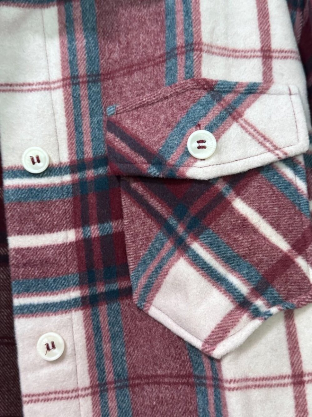 Woolx Sutton Long Shacket Frozen Cranberry Plaid size Small NIB - Picture 3 of 6